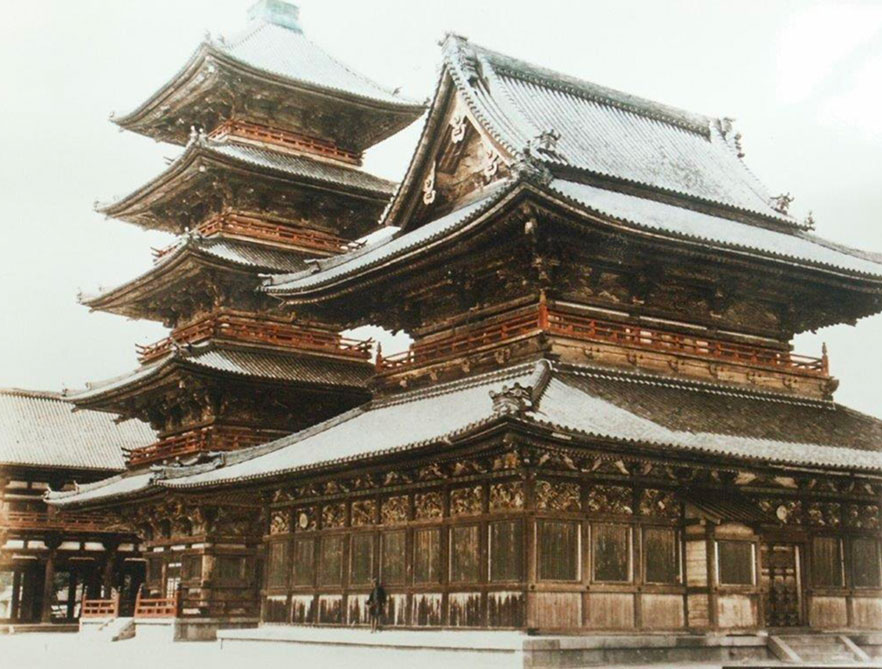 Chùa Shitennoji khoảng thời Meiji đến Showa.
