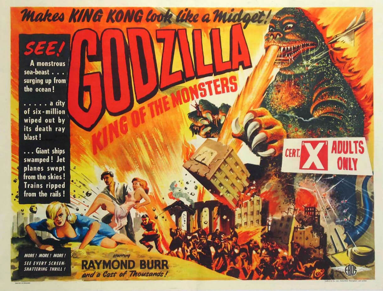 Poster phim “Godzilla: King of the Monsters” 1956 do Mỹ sản xuất. Ảnh: giantmonstersamongus.blogspot.com
