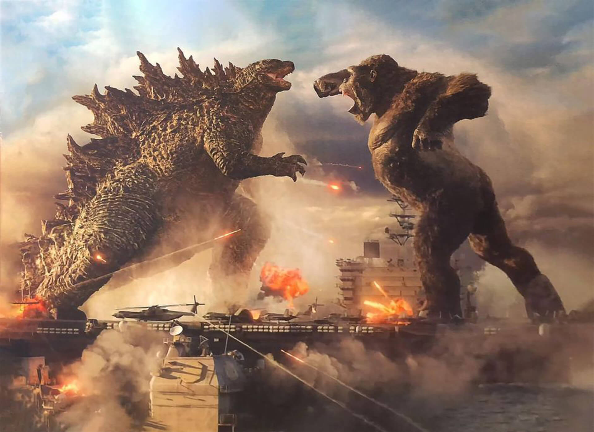 Godzilla chiến đấu với đối thủ truyền kiếp rồng ba đầu King Ghidorah trong phim “Godzilla vs King Ghidorah” (1991). Ảnh: Tom Simpson