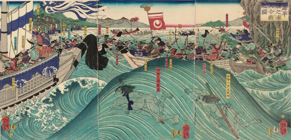 Trong trận Dan no Ura, Samurai thuộc gia tộc Taira trầm mình xuống biển sau khi thất bại. Trong trận Dan no Ura, Samurai thuộc gia tộc Taira trầm mình xuống biển sau khi thất bại.