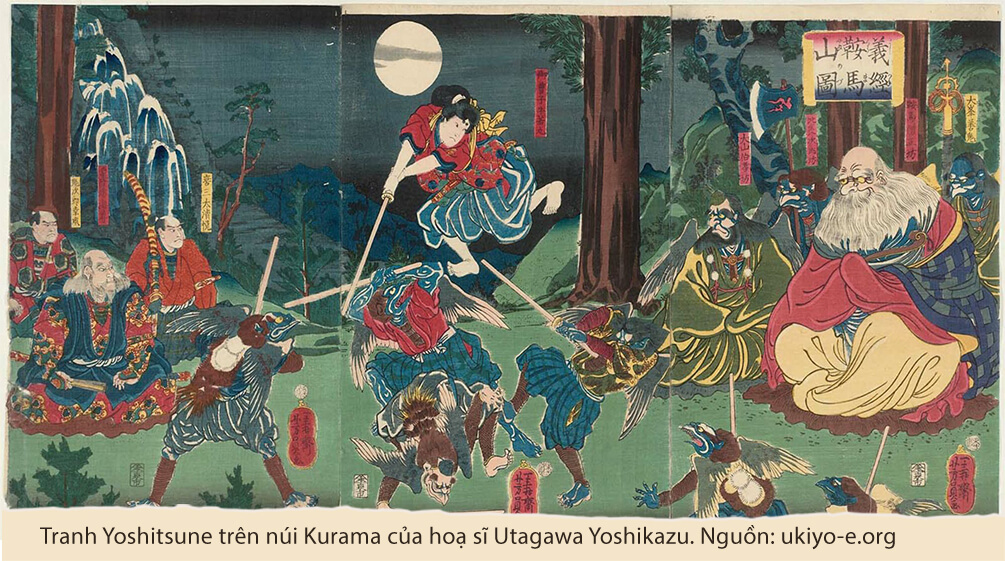 Tranh Yoshitsune trên núi Kurama của hoạ sĩ Utagawa Yoshikazu. Nguồn: ukiyo-e.org
