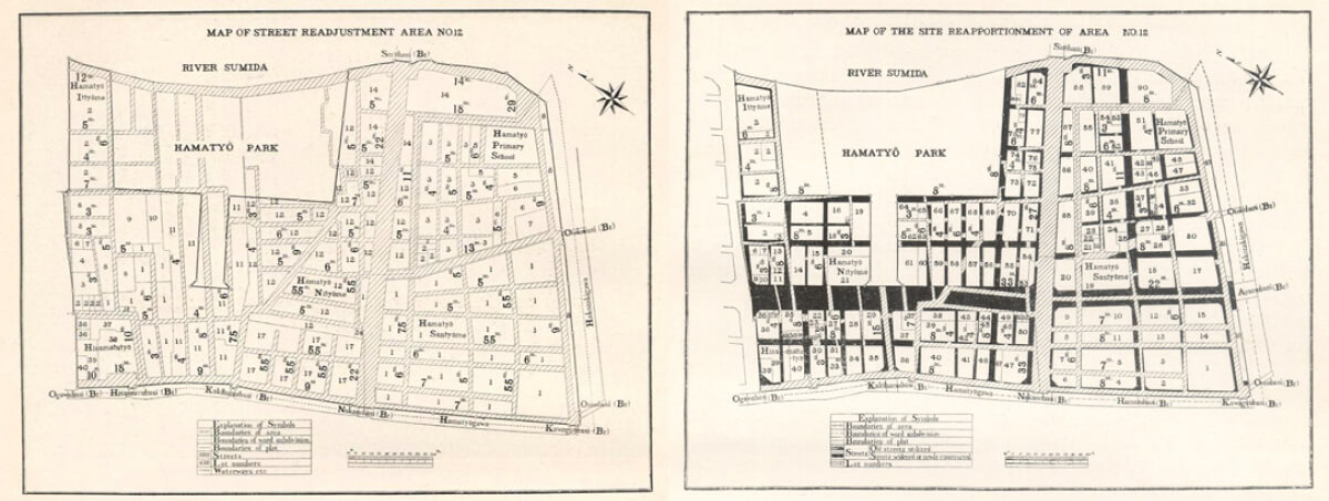 Một khu vực trước quy hoạch (trái) và sau quy hoạch (phải)