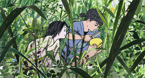 Cảnh cắt dưa được làm vô cùng chân thực trong 'Chuyện Công chúa Kaguya'.