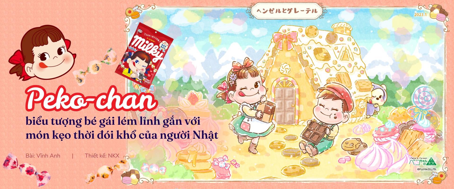 Peko-chan: biểu tượng bé gái lém lỉnh gắn với món kẹo thời đói khổ của người Nhật.