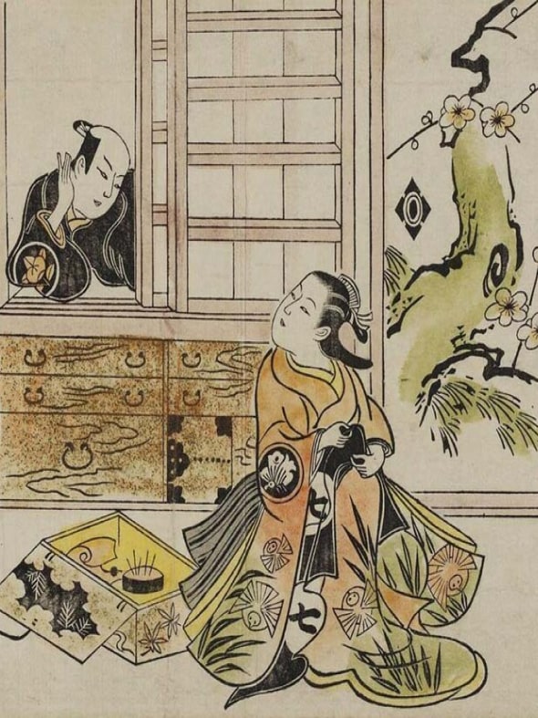 Bản khắc gỗ của Torii Kiyomasu, đầu thế kỷ 18.