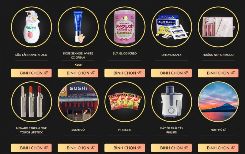 Sản phẩm bình chọn Kilala Awards